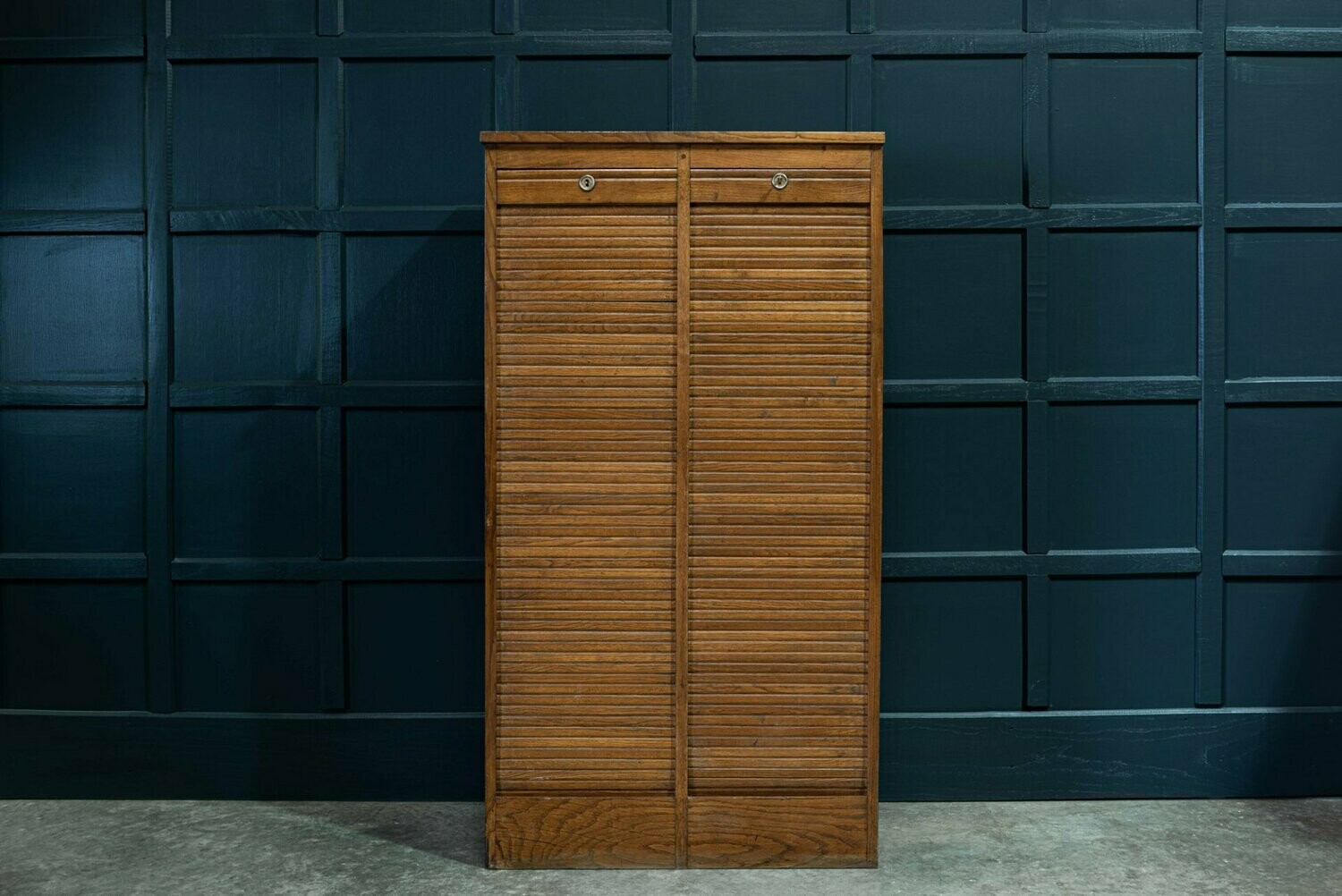 French Oak Double Tambour Cabinet