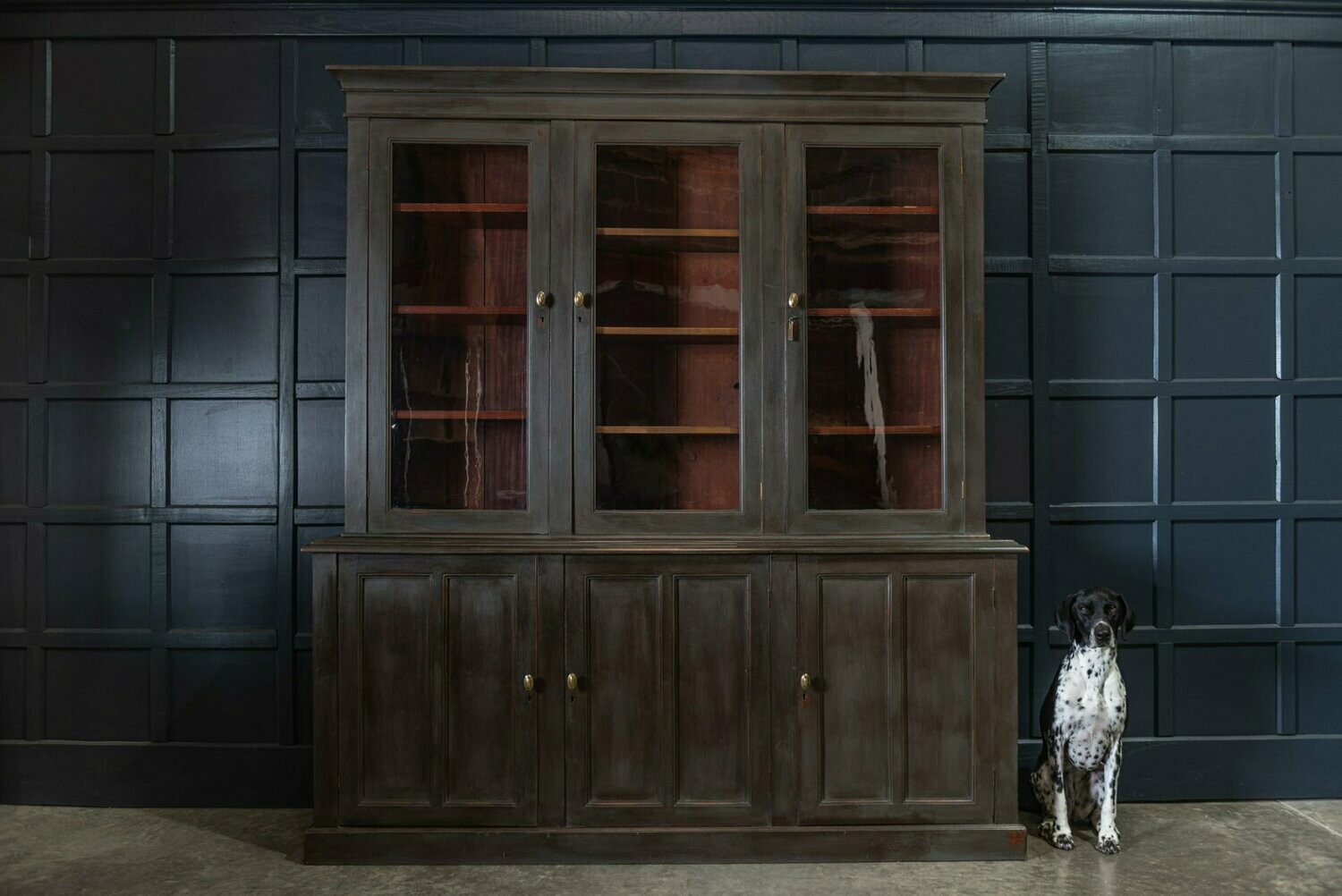 19thC Boardroom Mahogany Painted Glazed Bookcase