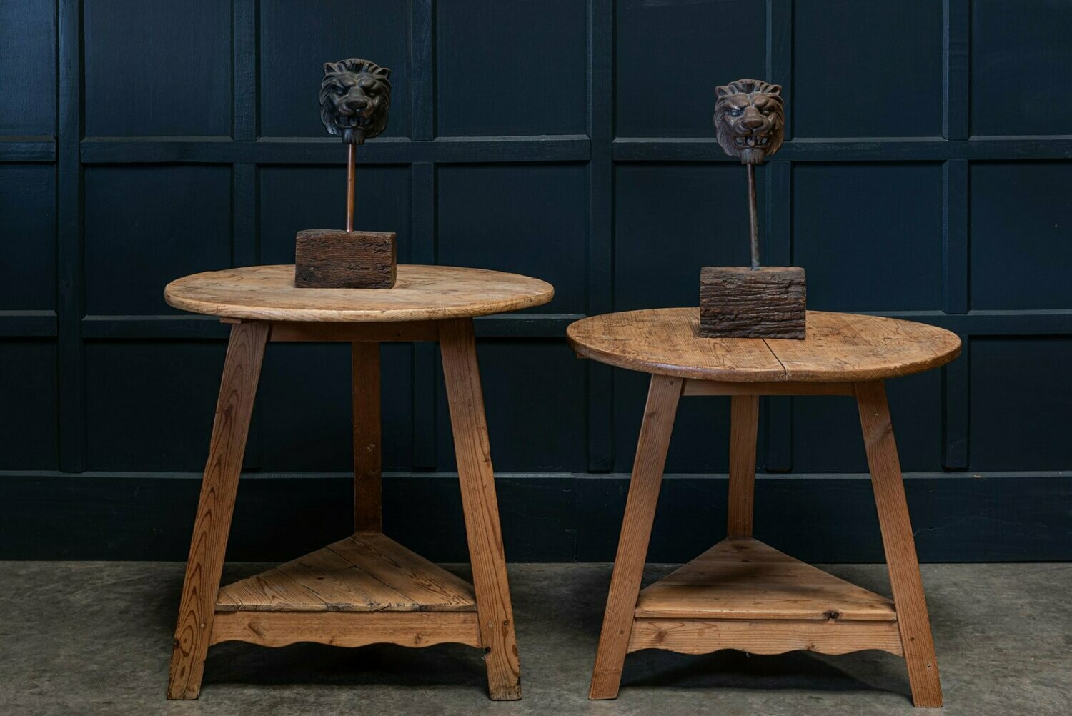Pair 19thC Pine Cricket Tables