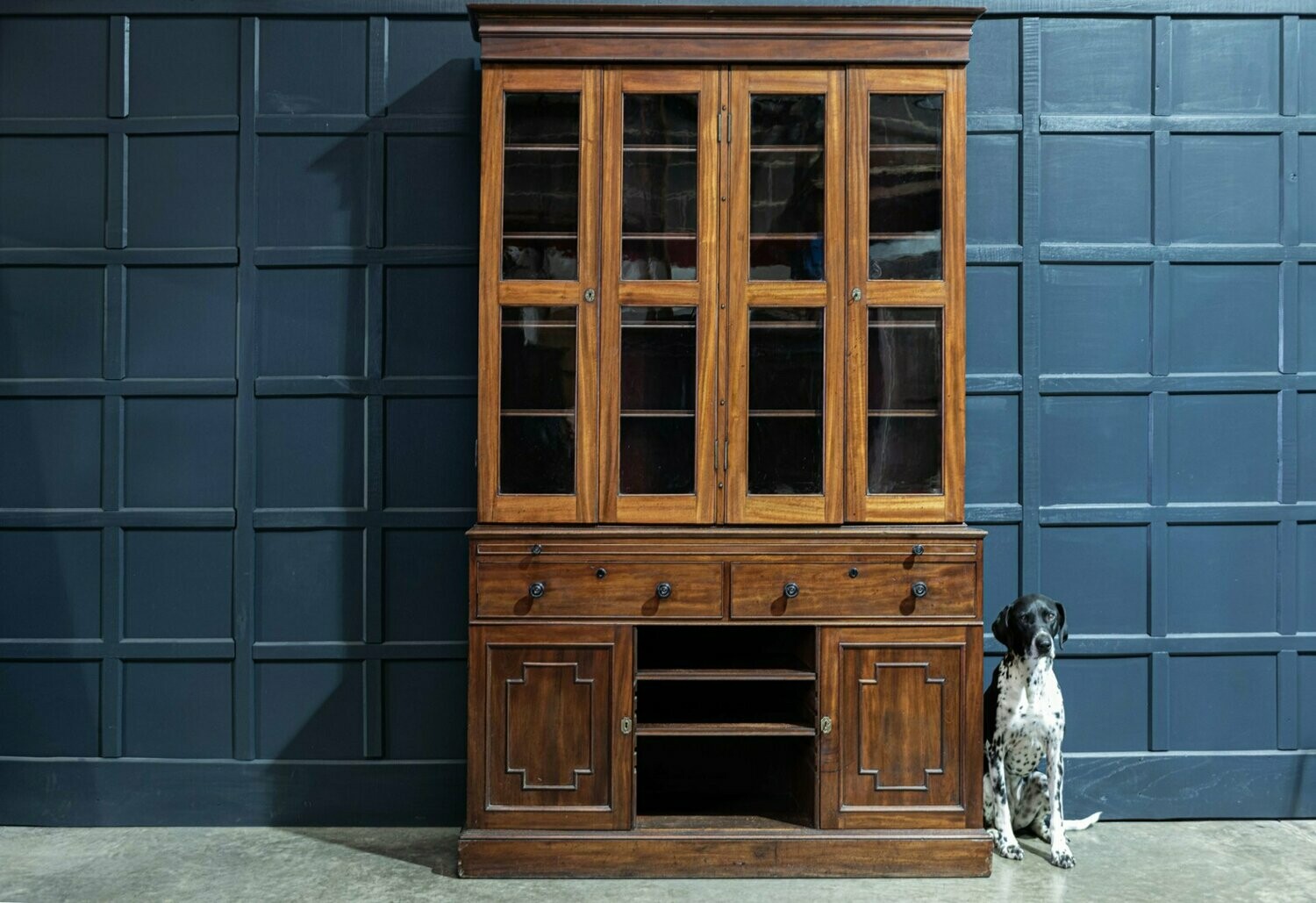 19thC Mahogany Glazed Secretaire Bookcase