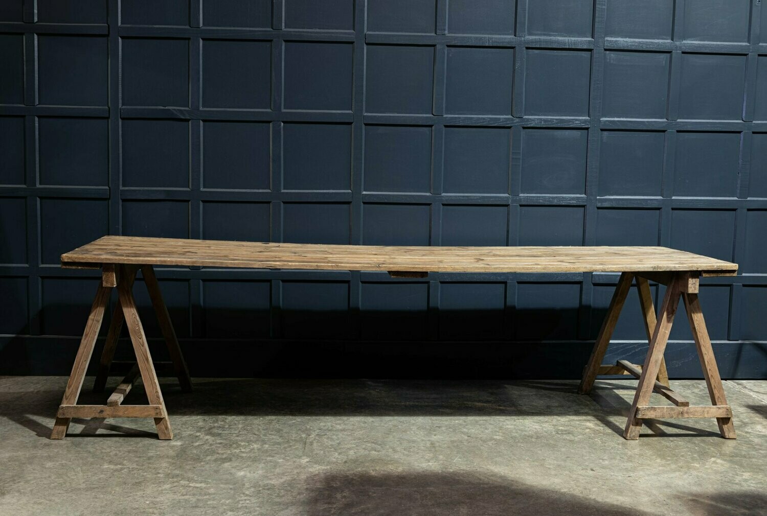 Early 20thC Large Pine Trestle Table