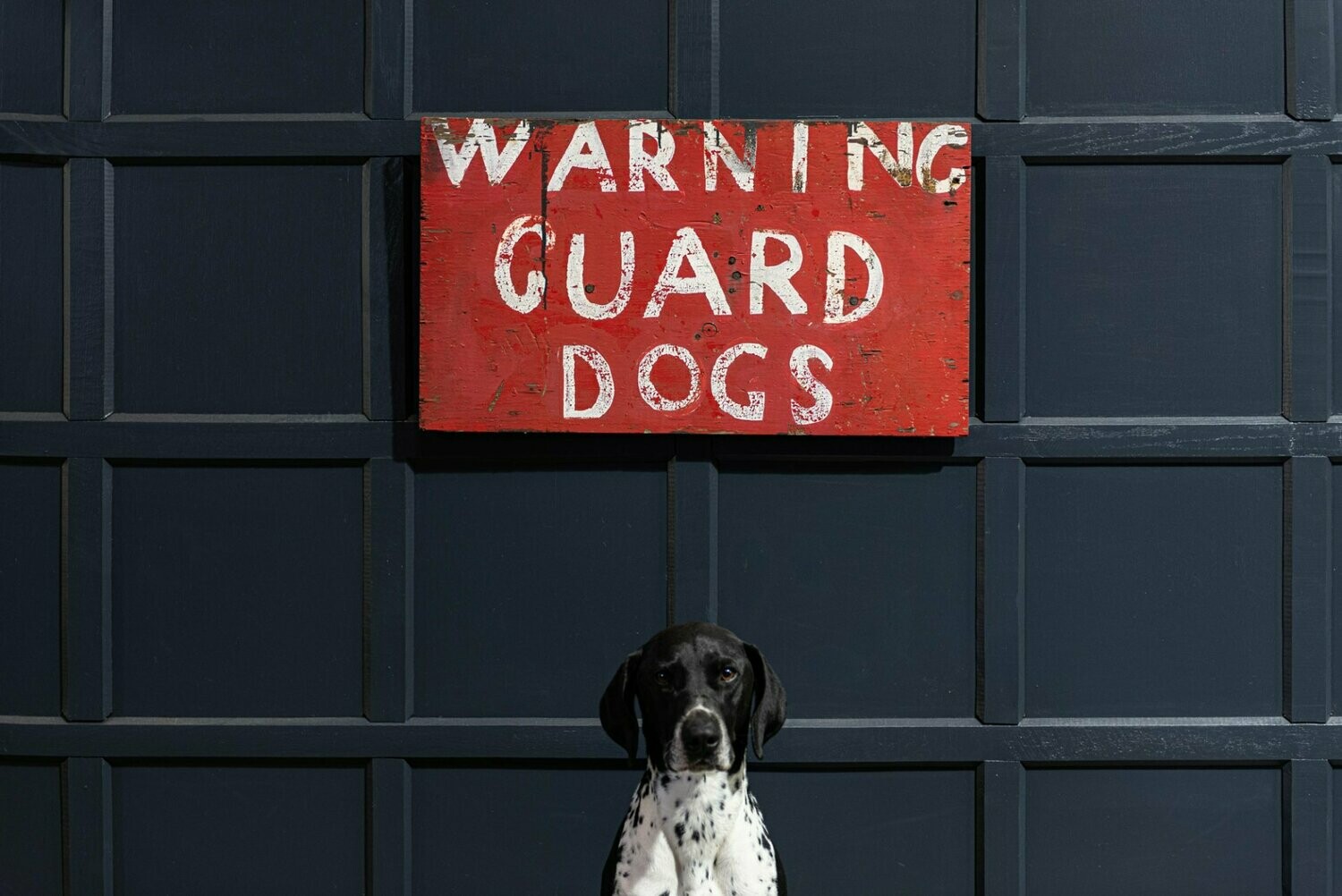 Early 20thC Hand Painted Sign 'Warning Guard Dogs'