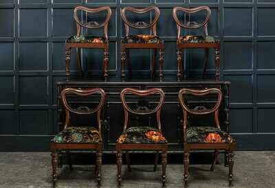 19thC Set of 6 Rosewood Upholstered Chairs