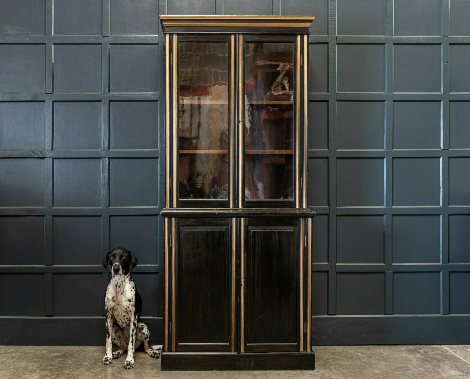 19thC Glazed Ebonised Bookcase