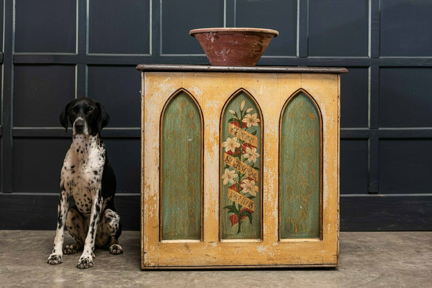 19thC Decorative Painted Chapel Cupboard