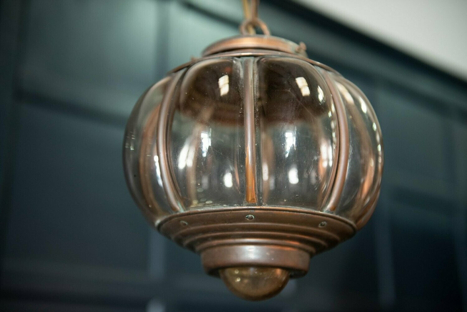Arts & Crafts Copper  Glass Hall Pendant