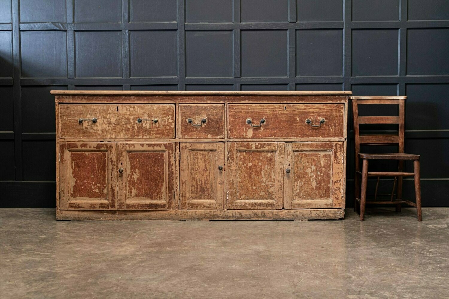 Early 19thC Estate Made Dry Scraped Dresser Base