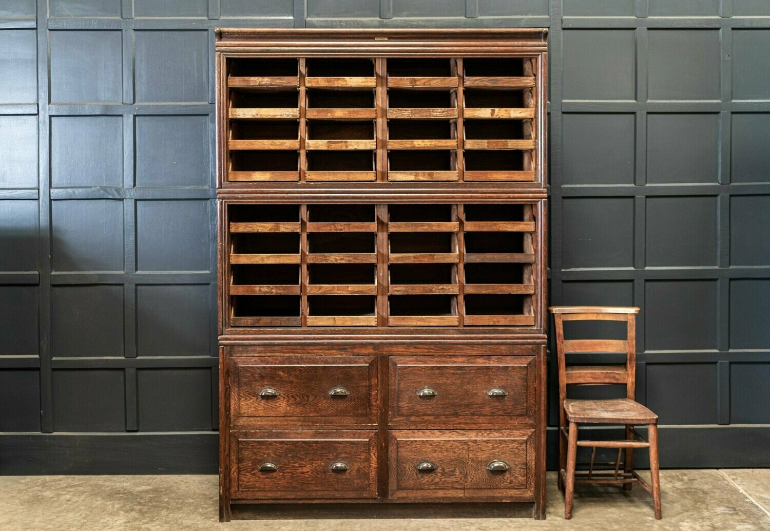Large Oak Haberdashery Shop fitters Cabinet