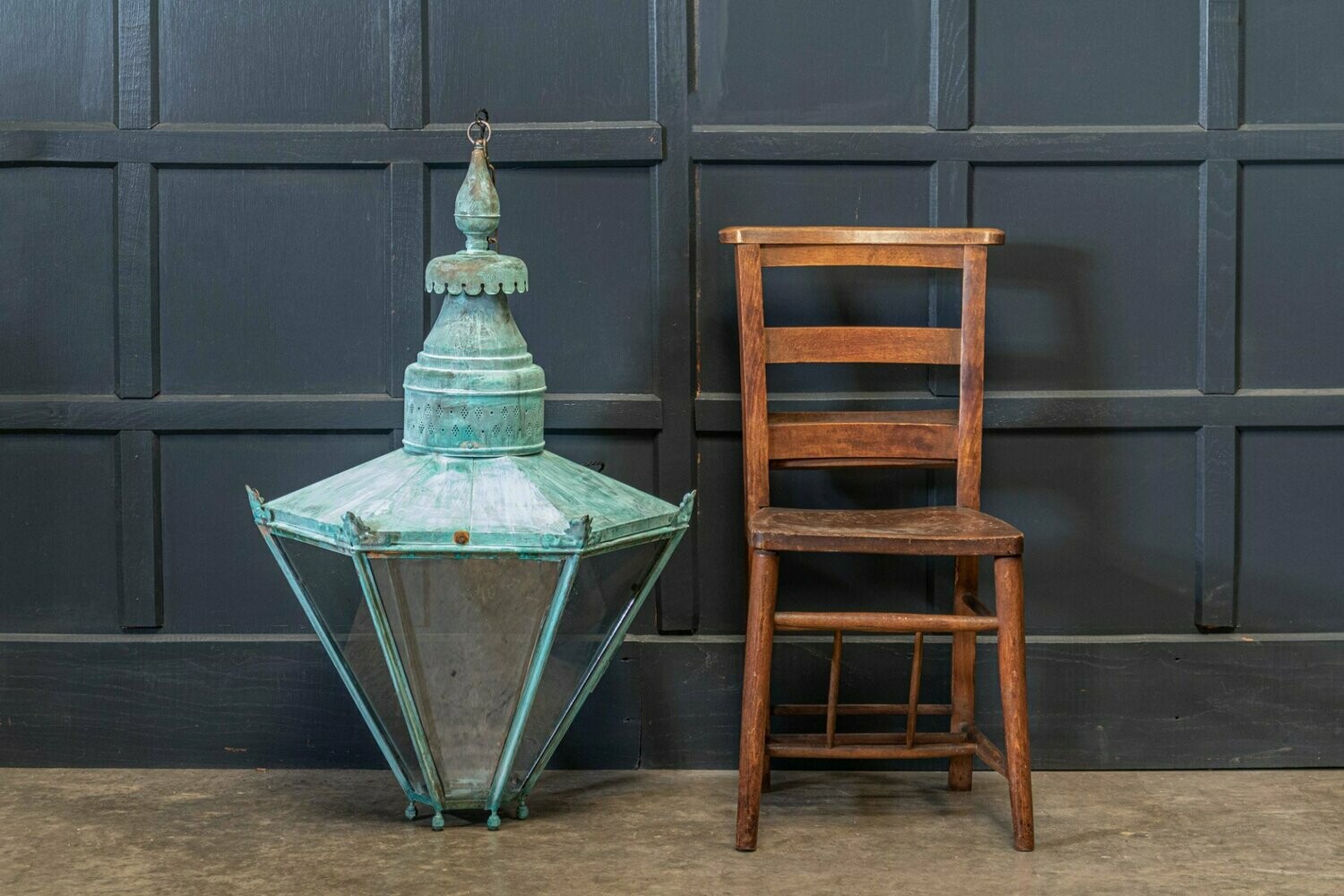Large Hexagonal Verdigris Lantern