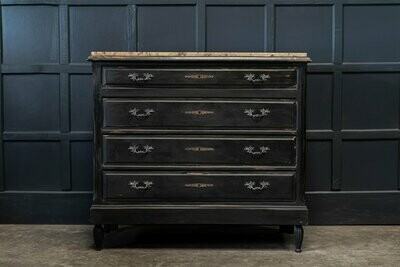19thC French Ebonised & Marble Commode