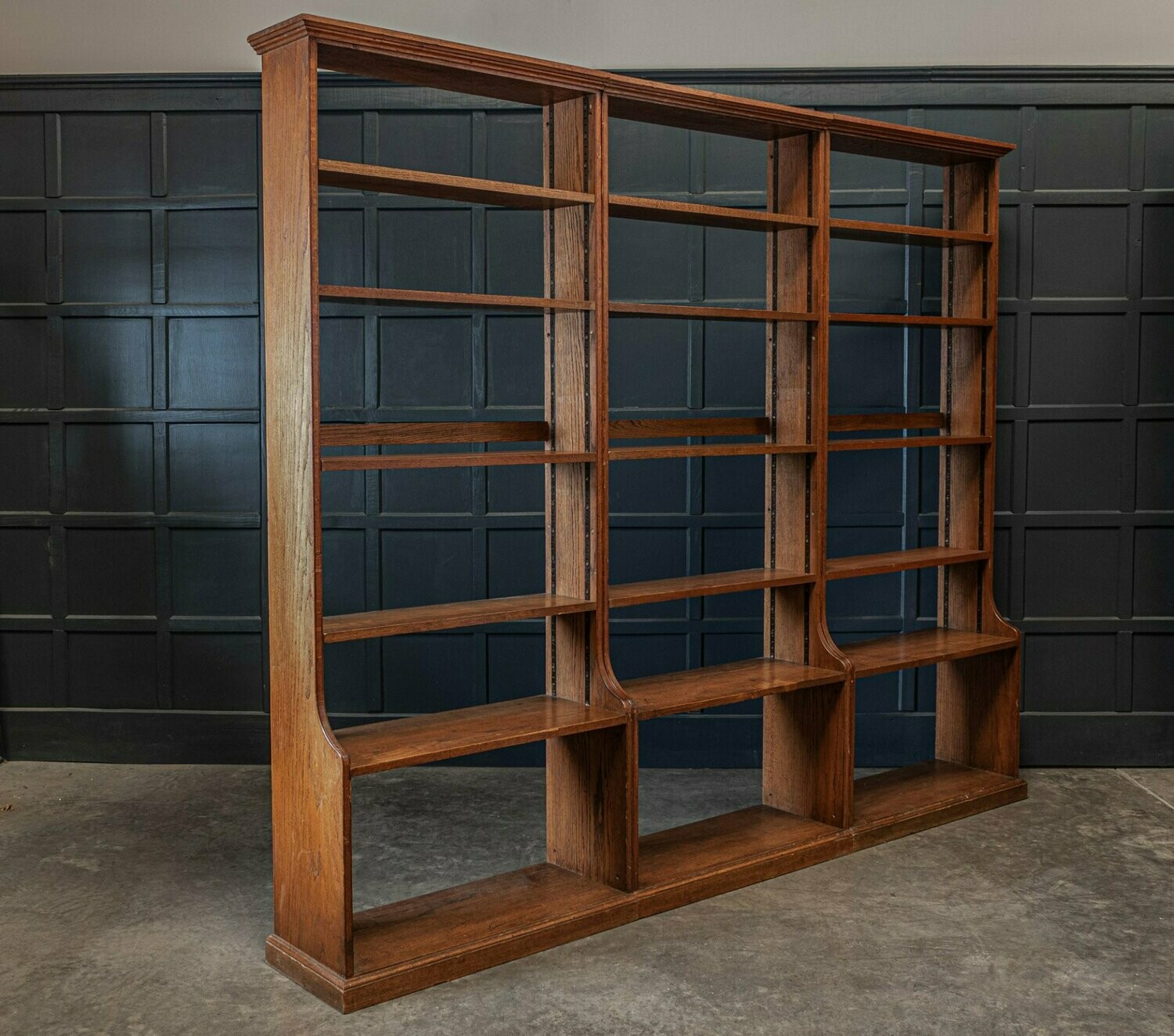 Large English Oak Modular Open Bookcase/s