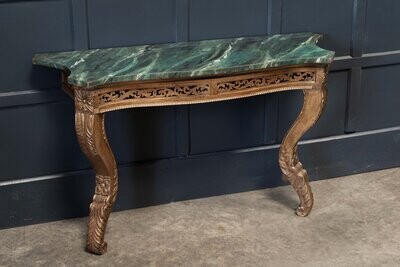 19thC French Giltwood Faux Marble Console Table
