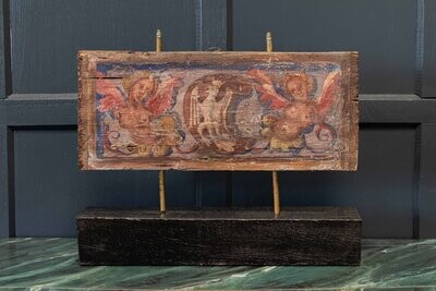 17thC Polychrome Painted Ceiling Panel