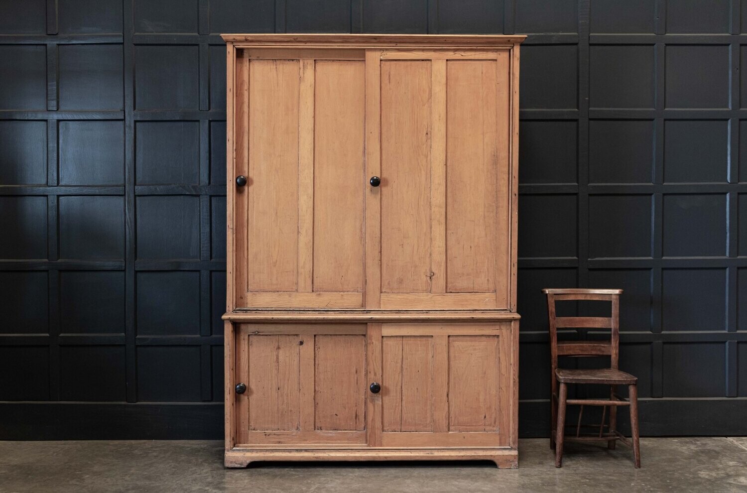 19thC English Large Pine Housekeepers Cupboard