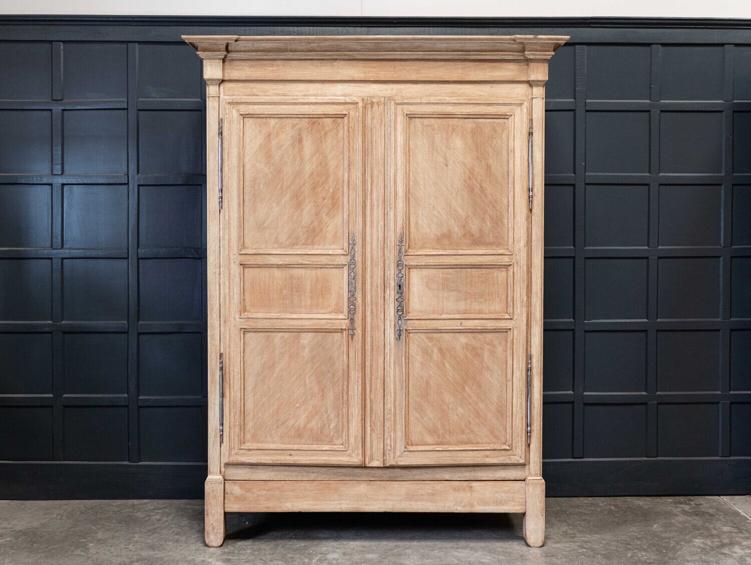 Early 19thC Large Bleached Oak French Armoire