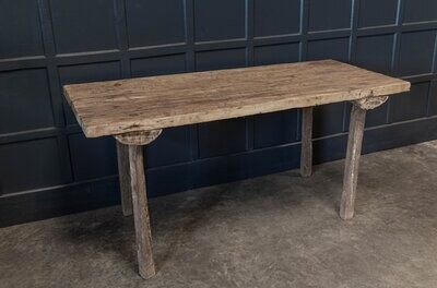 19thC Primitive Elm Pine Butchers Work Table