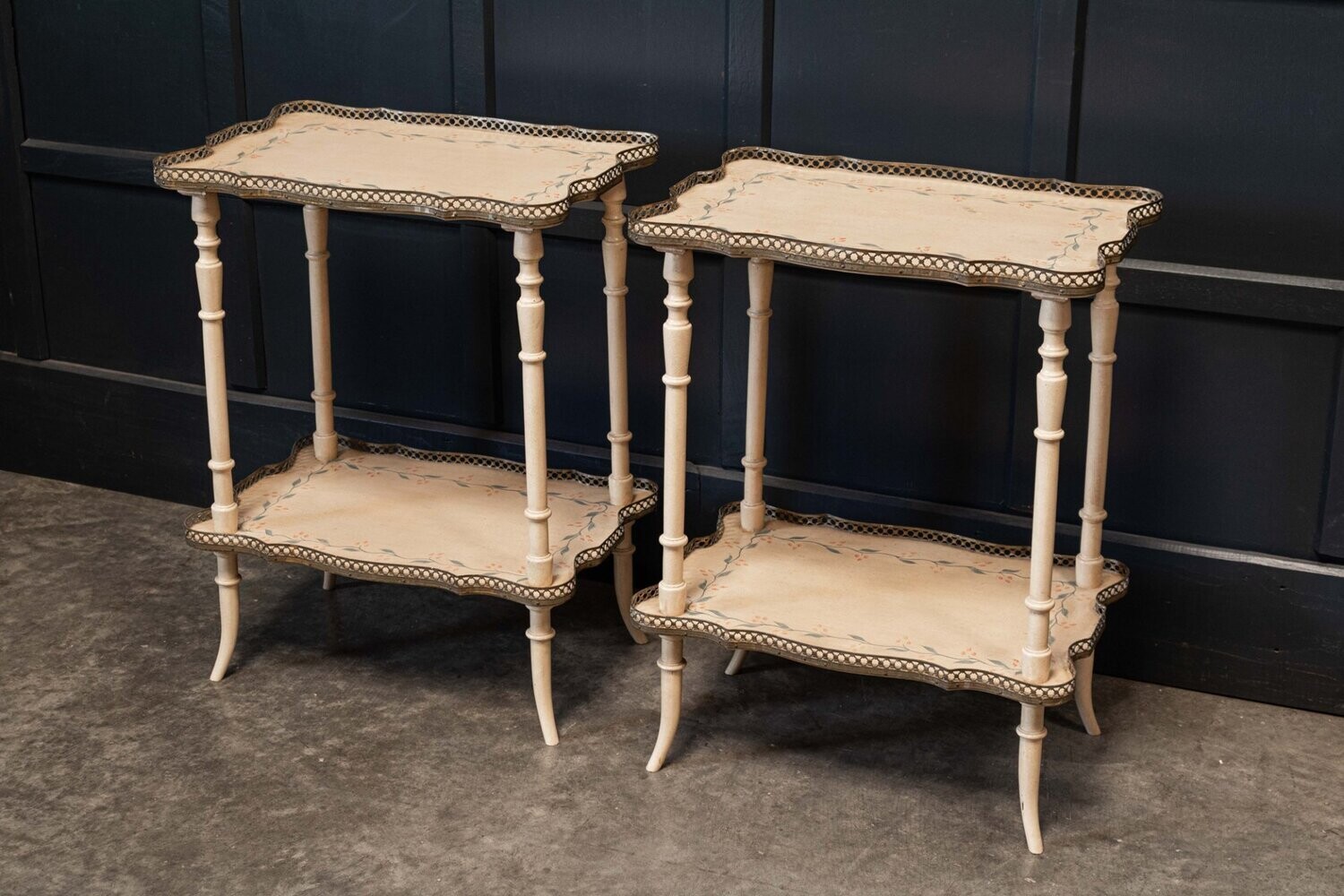 Pair English Country House Painted Occasional Tables