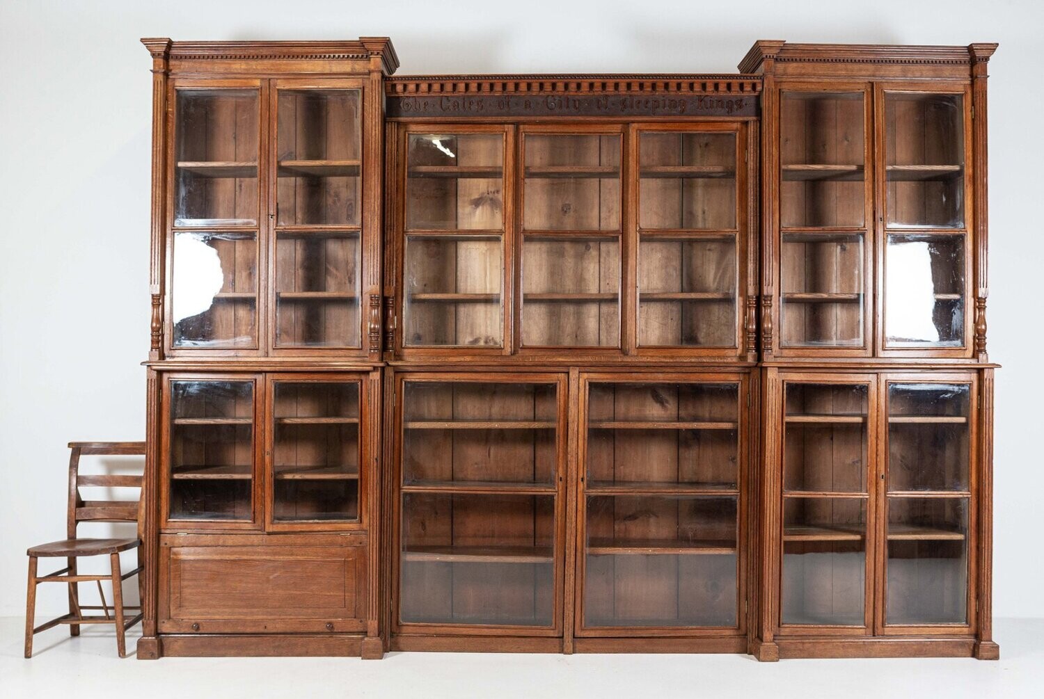 19thC Monumental English Architectural Glazed Oak Bookcase