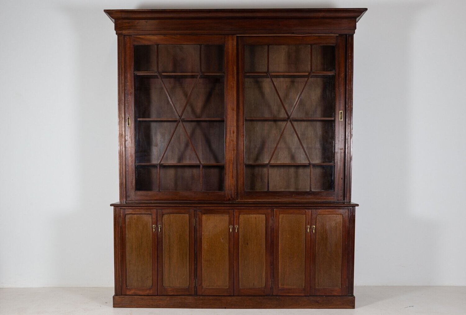 19thC English Large Mahogany Astral Glazed Bookcase
