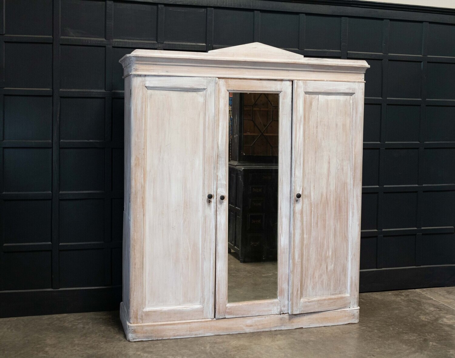 19thC English Painted Pine Compactum Wardrobe