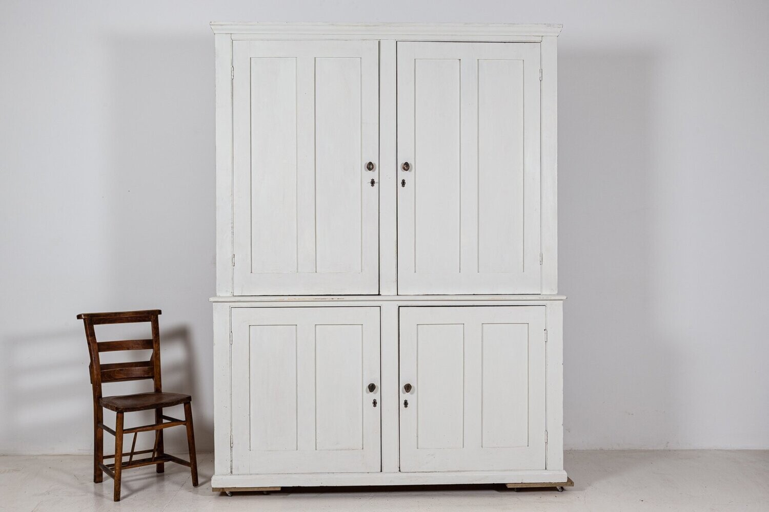 19thC English Painted Pine Housekeepers Cupboard