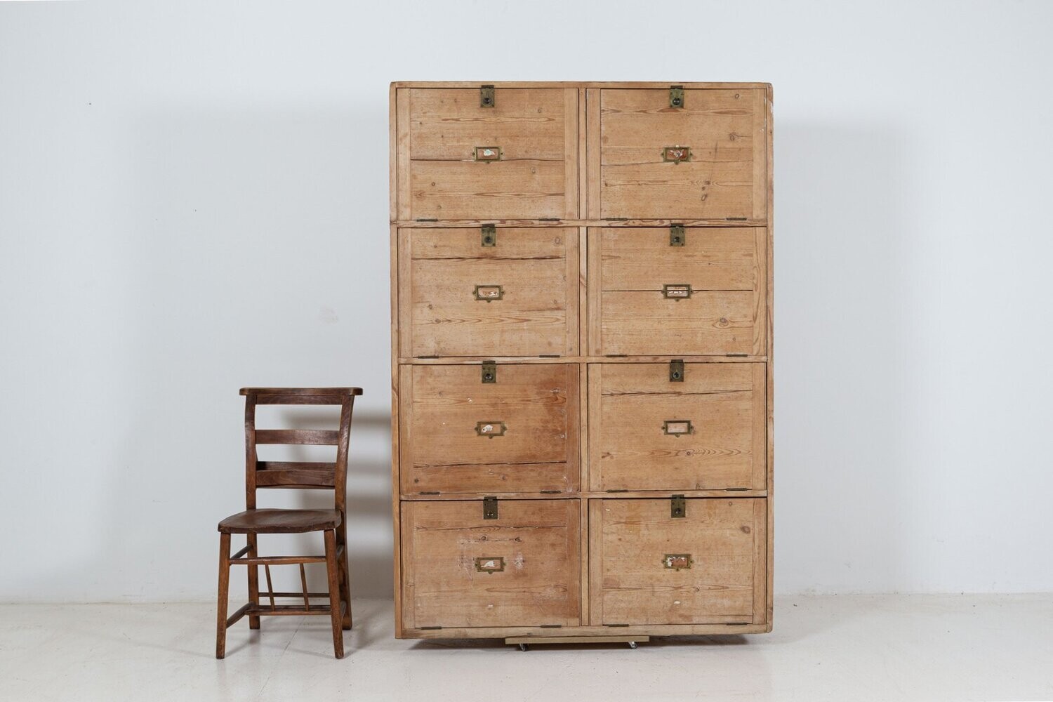 19thC Large English Pine Office Cabinet