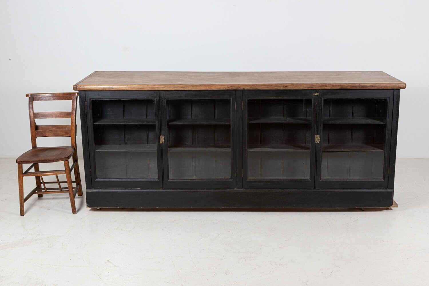 19thC English Ebonised Double Sided Mahogany Shop Counter