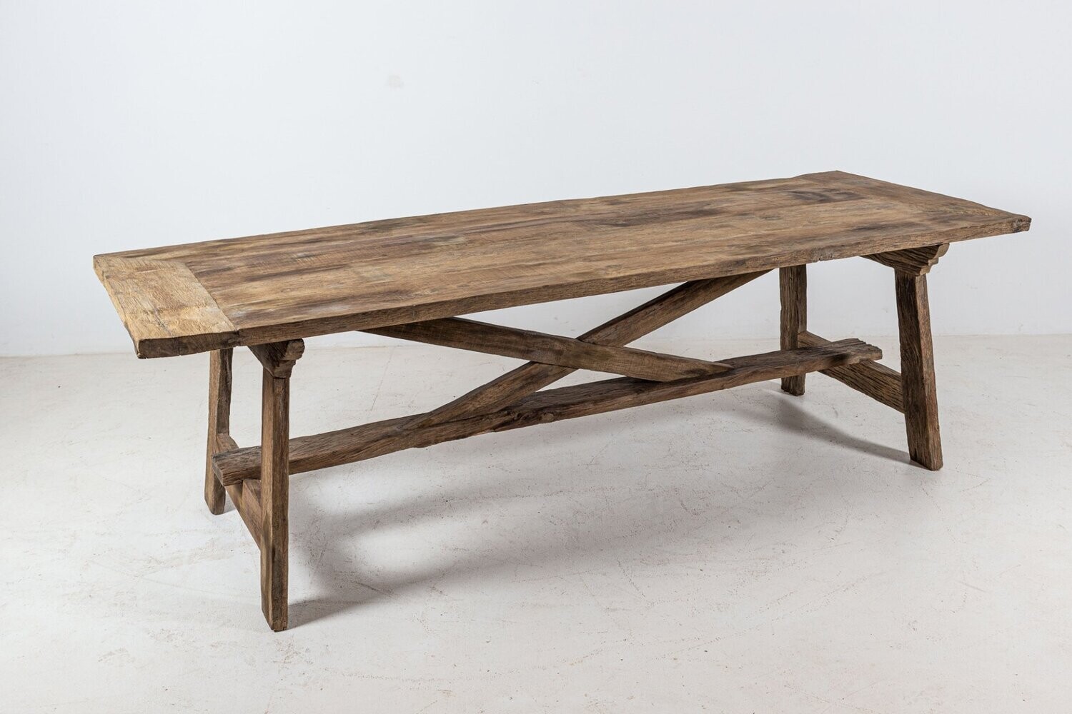 19thC Spanish Rustic Oak Bleached Farmhouse Table