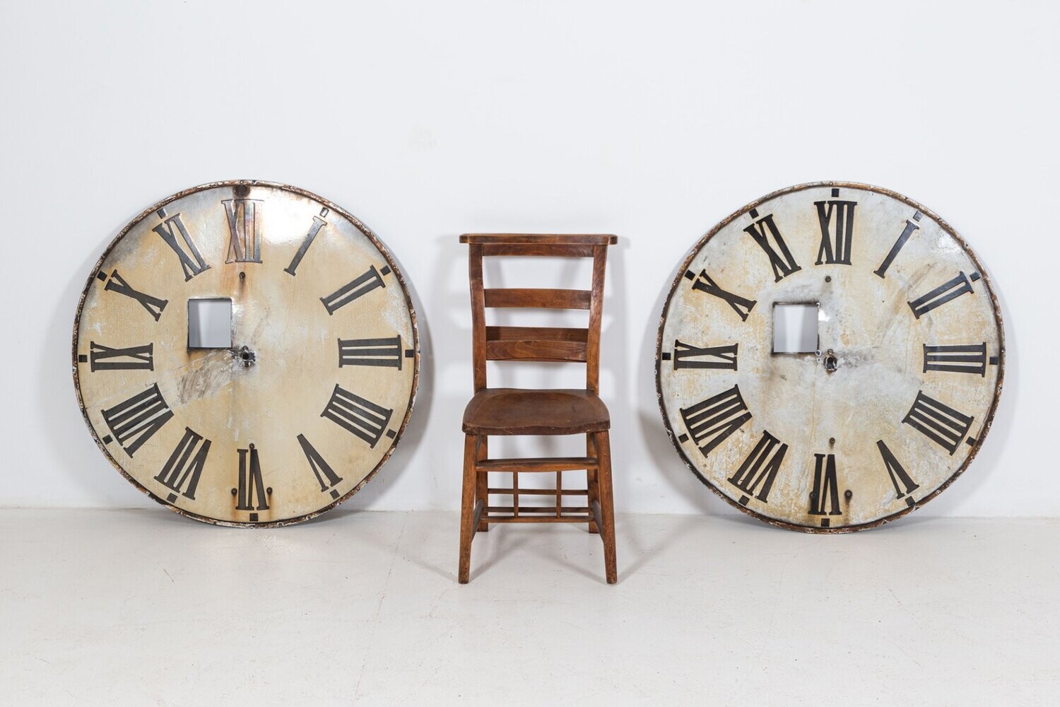 Pair of Large French Enamel Clocktower Faces
