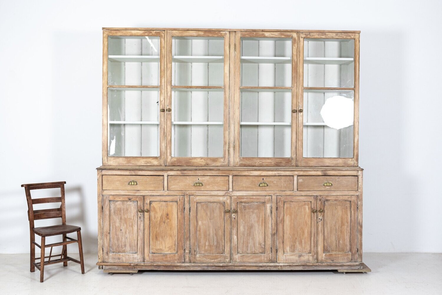 Large 19thC English Country House Glazed Housekeepers Cabinet