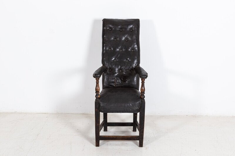 Early 19thC Irish Tall Button Back Artist Sitters Chair