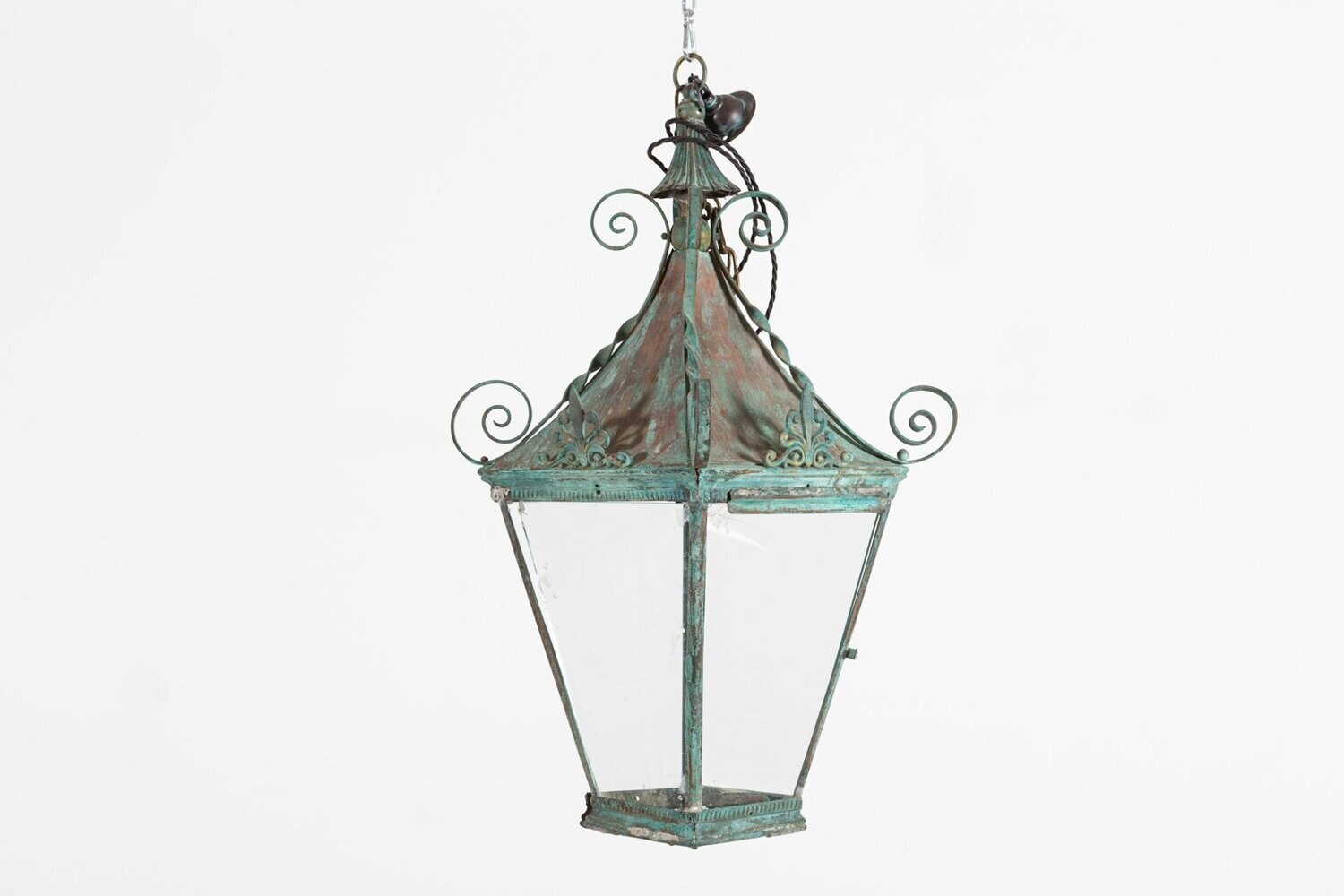 Arts & Crafts Verdigris Brass & Copper Hall Lantern