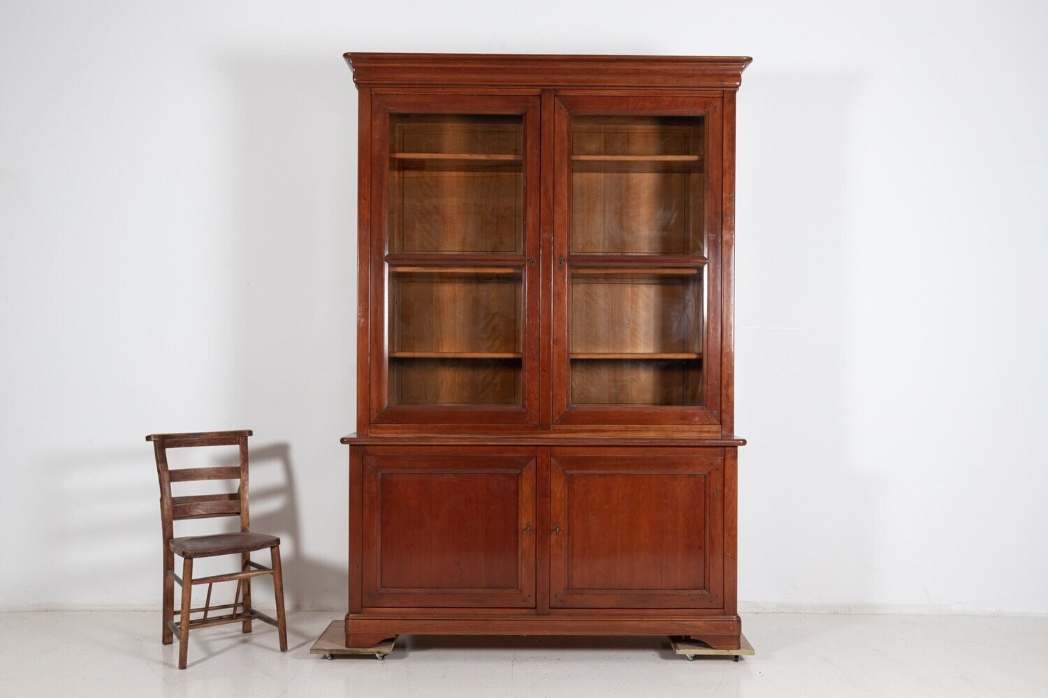 French Cherrywood Panelled Glazed Bookcase/Vitrine