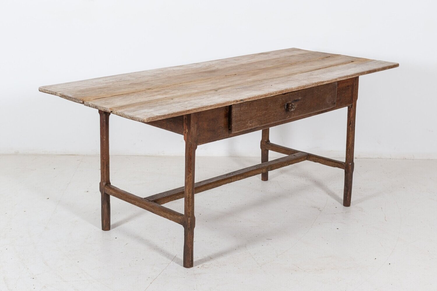 18thC French Elm & Oak Provincial Farmhouse Table