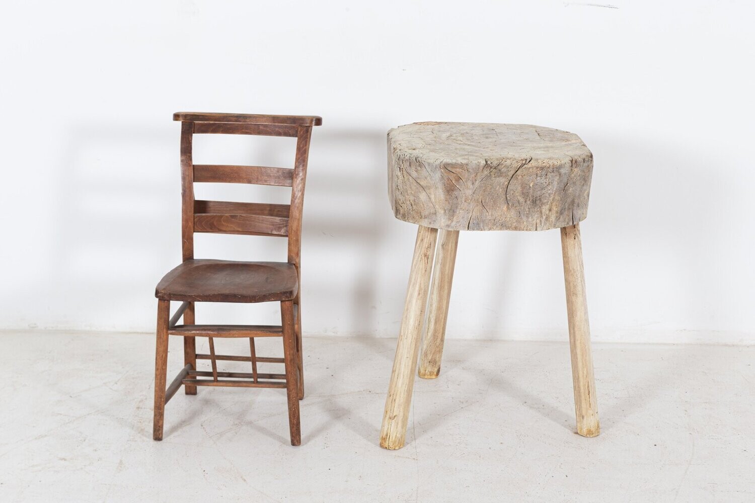 19thC Bleached French Elm Chopping Block
