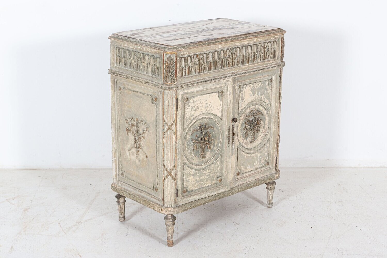 19thC Painted French Cupboard with Brescia Marble Top