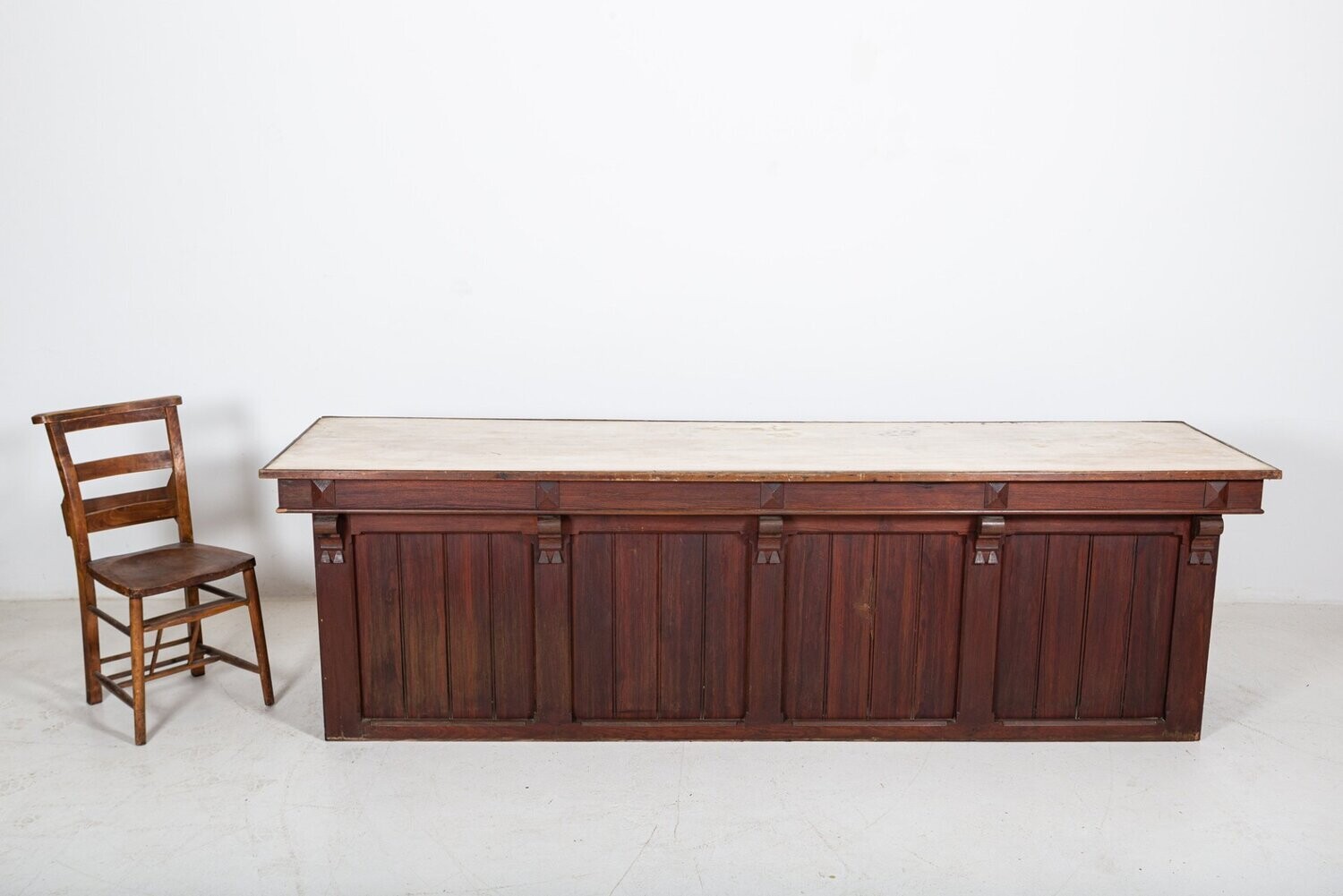 19thC Large French Fruitwood Shop Counter