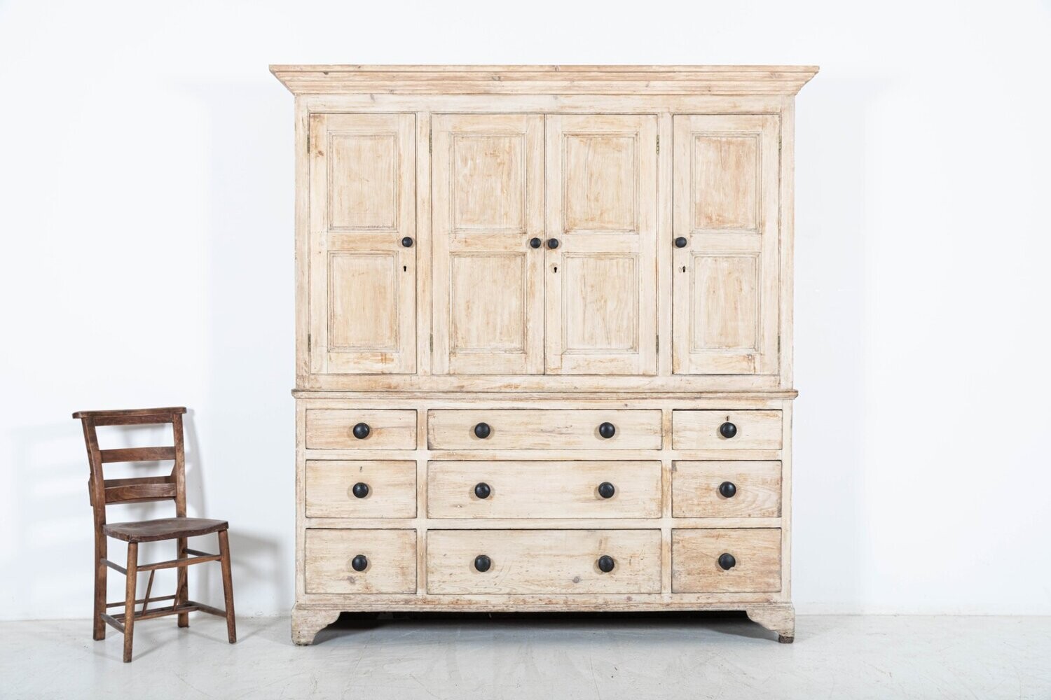 Large Georgian Bleached Pine Housekeepers Cupboard