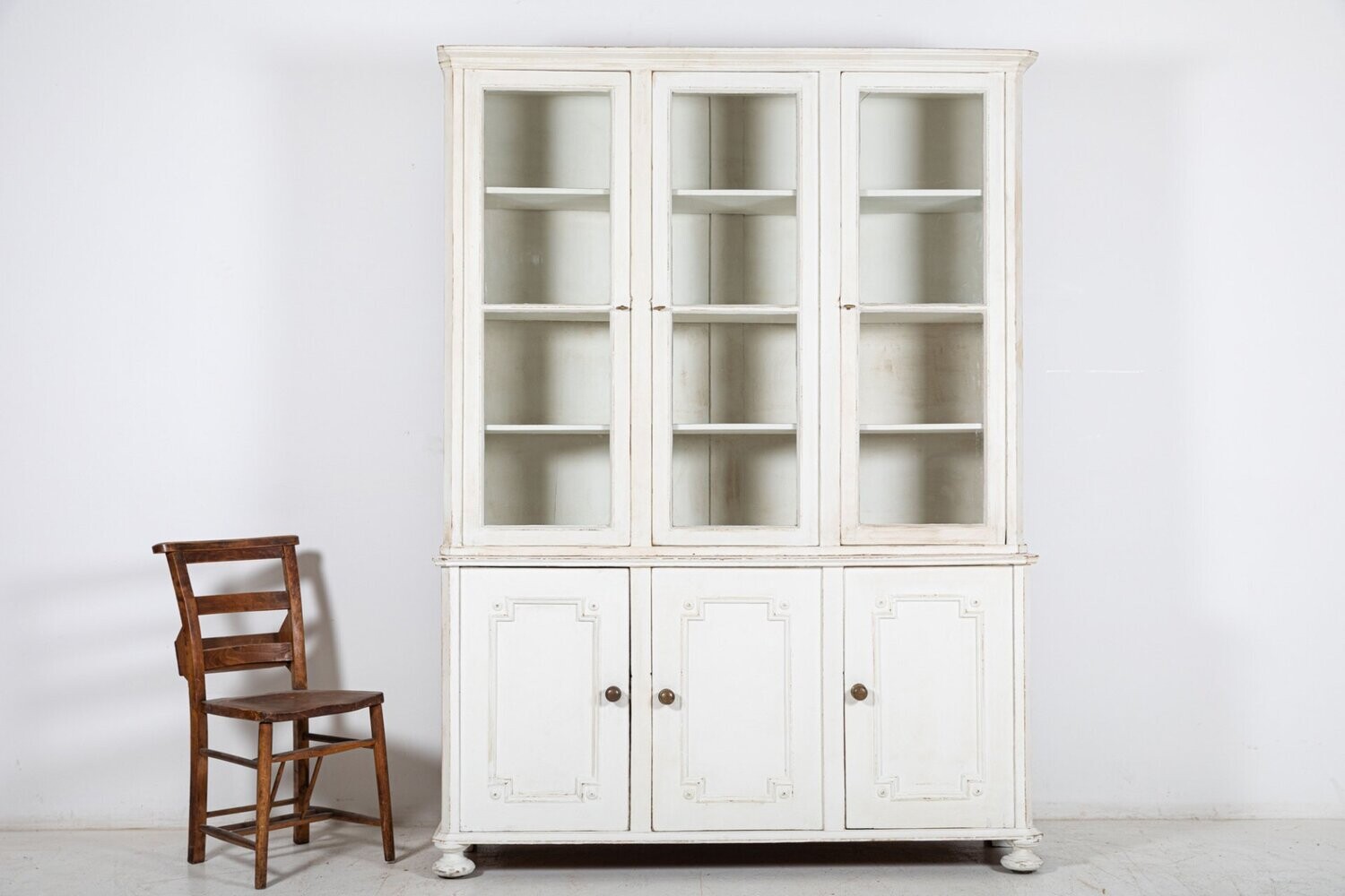 19thC English Triple Glazed Painted Bookcase
