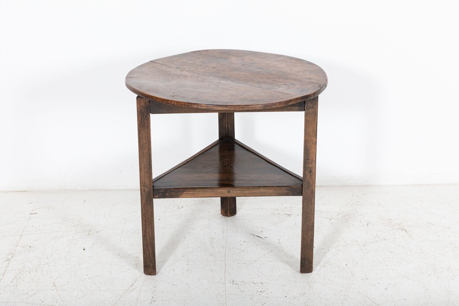 19thC English Elm Tiered Cricket Table