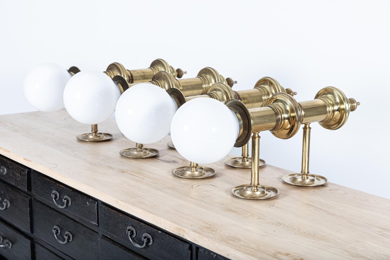 Oversized Parisian Brass & Opaline Wall Sconces