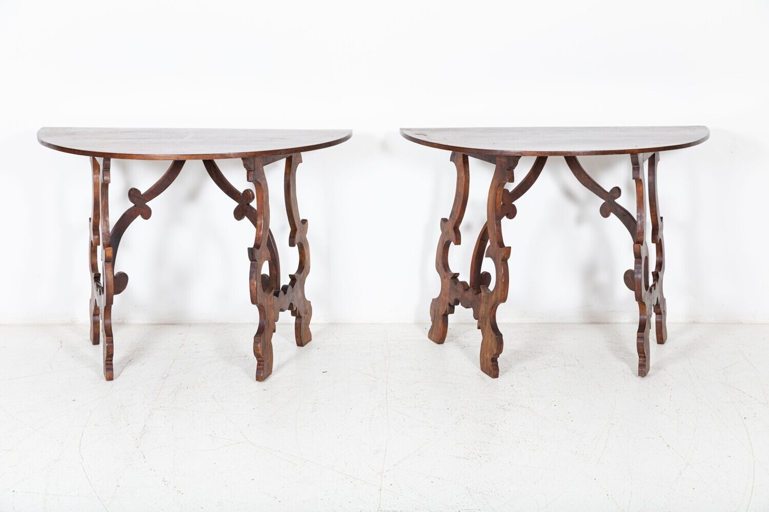 18thC Provincial Italian Walnut Demi Lune Table