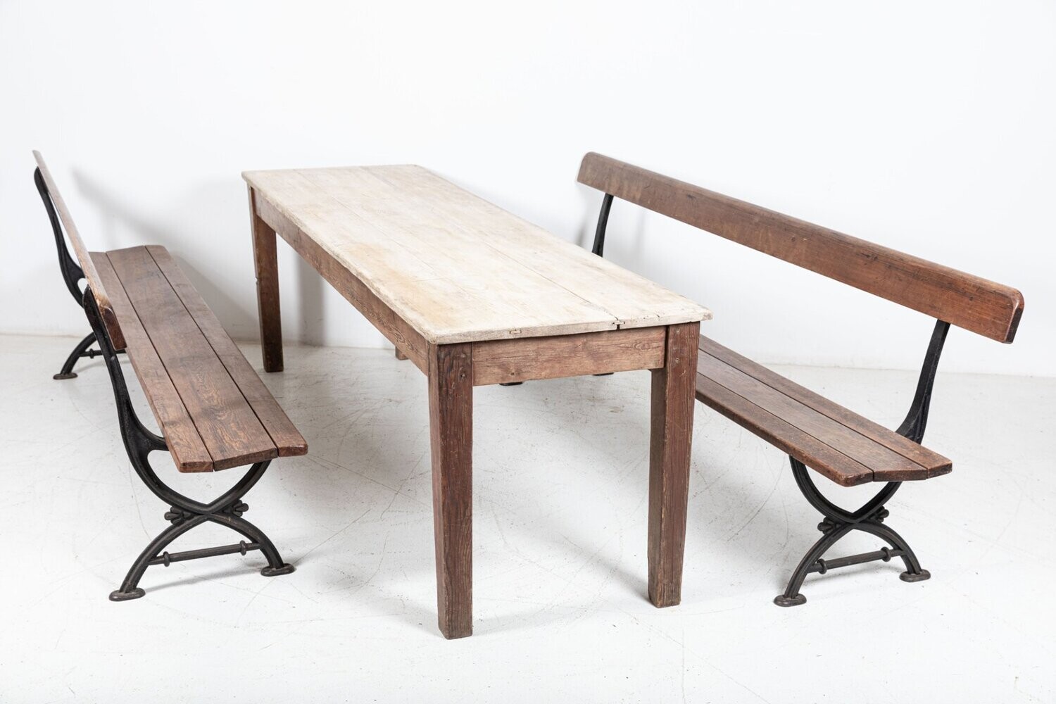 19thC English Large Scrub Top Pine Farmhouse Table