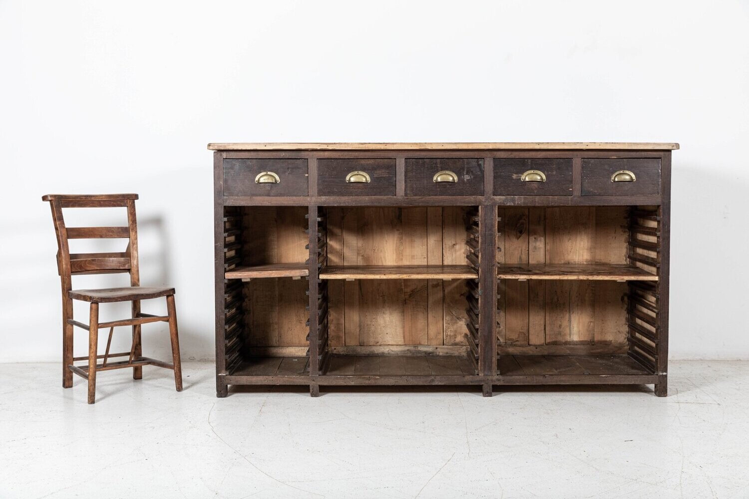 19thC French Printers Cabinet / Counter