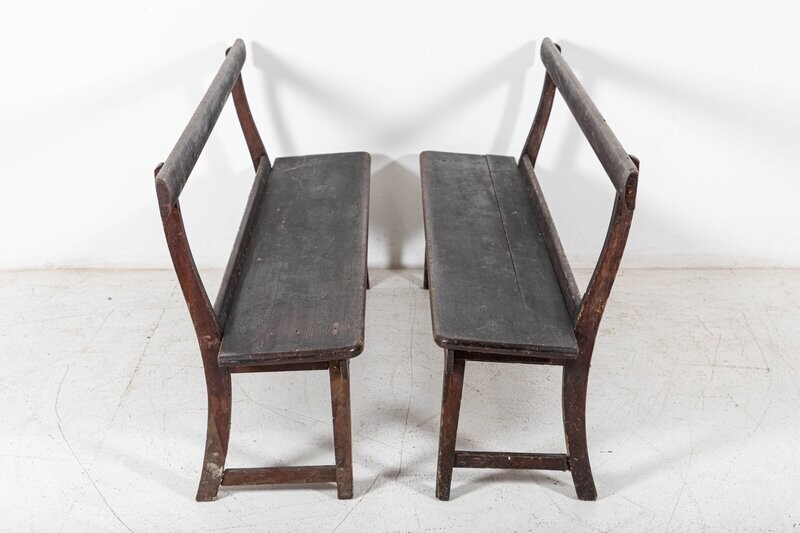 Pair 19thC English Pine Chapel Benches