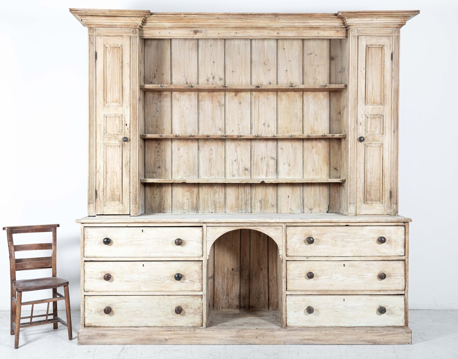 18thC English George III Breakfront Country House Dresser