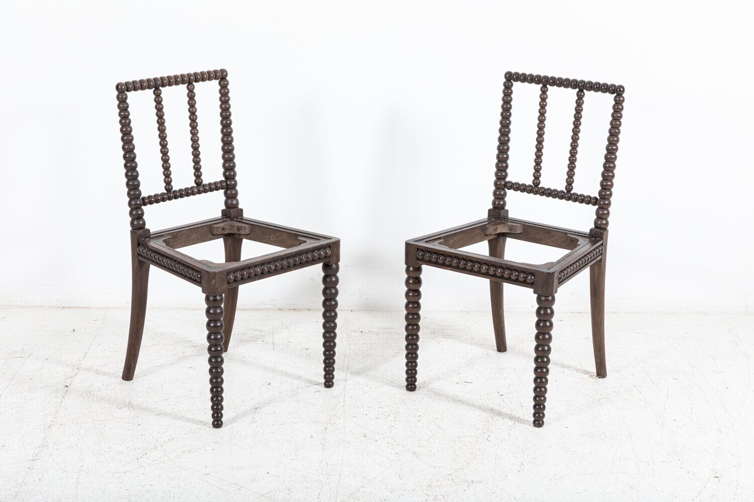 Pair 19thC English Mahogany Bobbin Chairs
