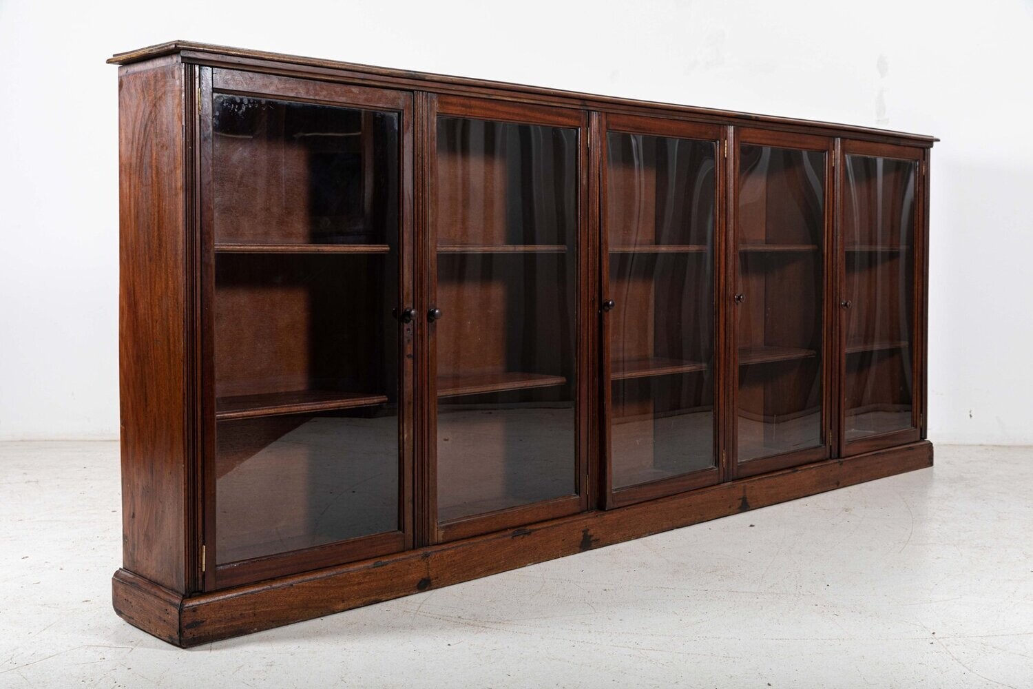 Large 19thC English Glazed Mahogany Bookcase Cabinet