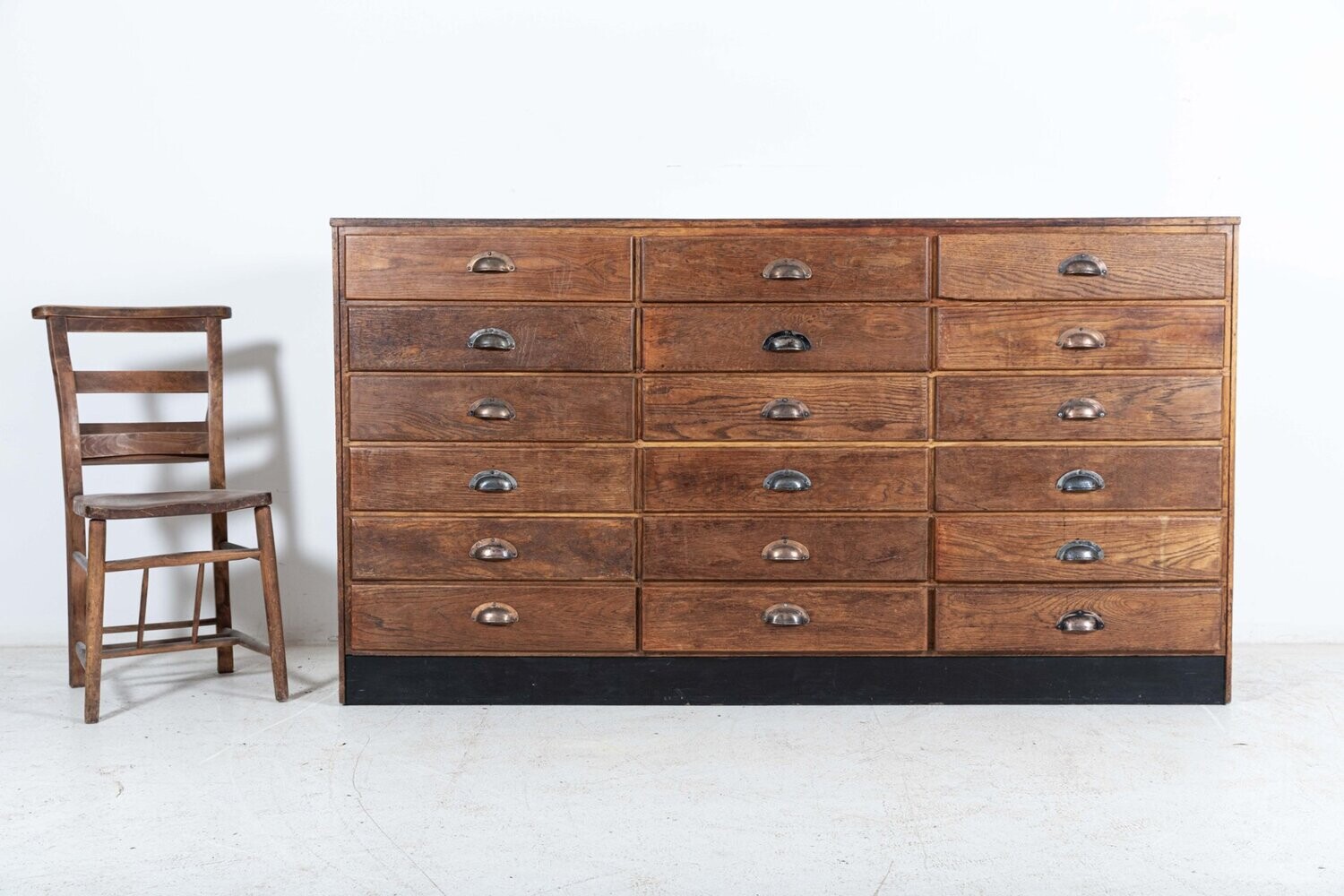 English Oak Haberdashery Bank of Drawers Cabinet