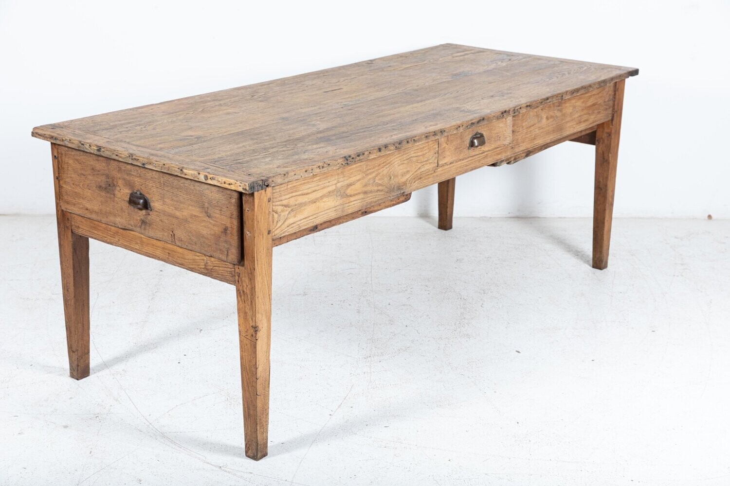 Large 19thC French Elm Farmhouse Refectory Table